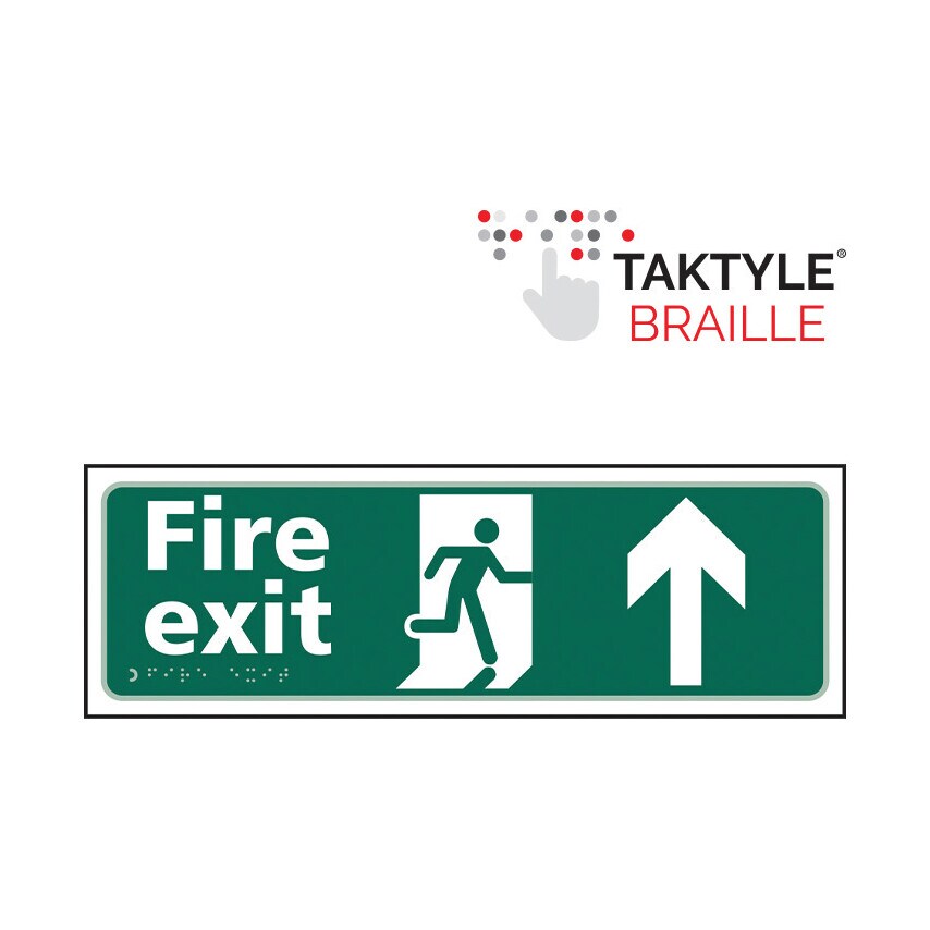 Taktyle Fire Exit Running Man Sign Arrow Up (450 x 150mm)