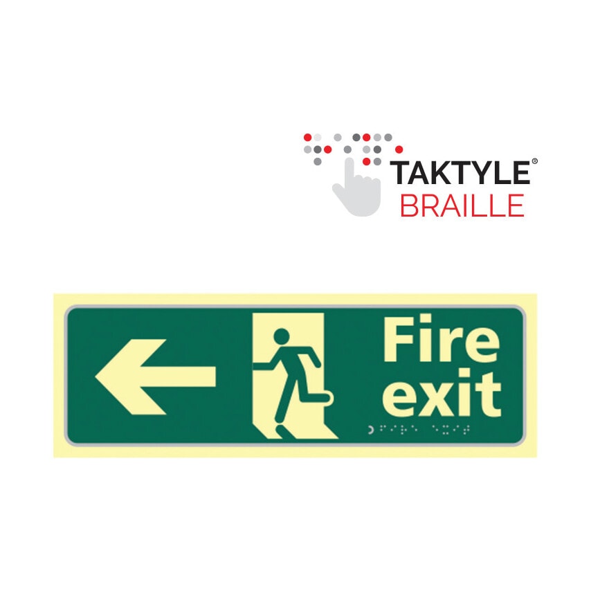 Taktyle Fire Exit Running Man Sign Arrow Left TaktylePh (450 x 150mm)