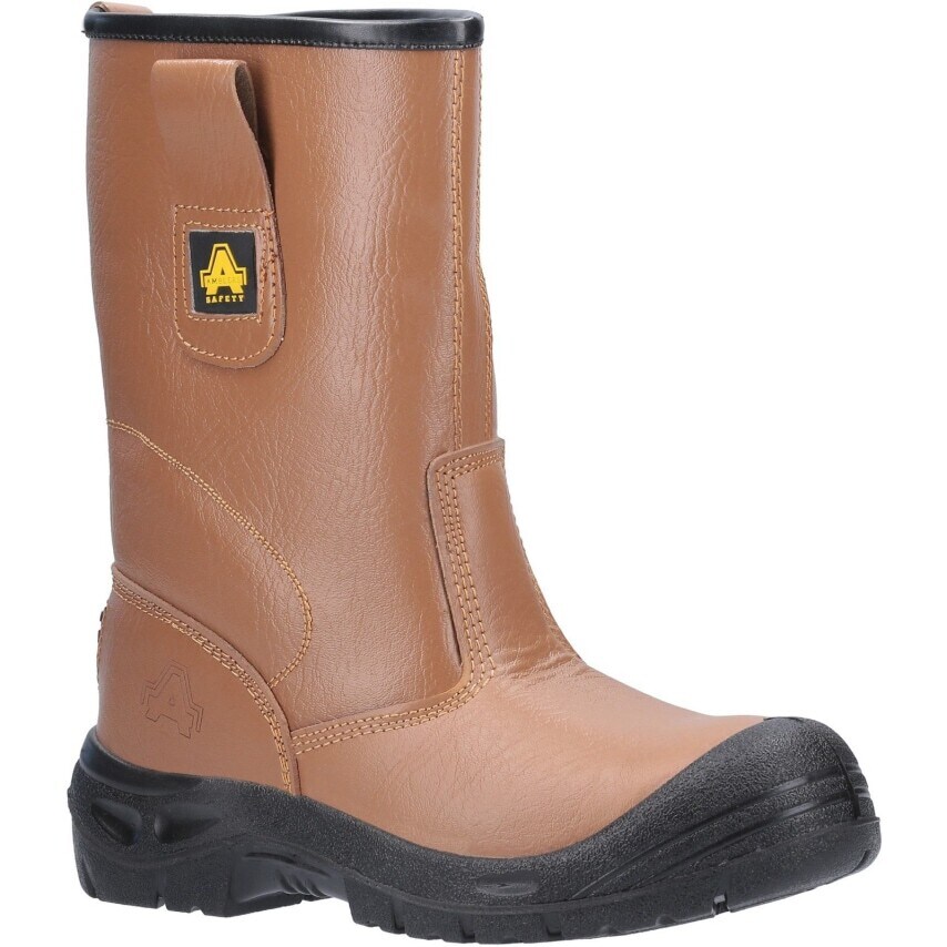 Amblers Safety FS142 Water Resistant Pull on Safety Rigger Boots Tan Size 4