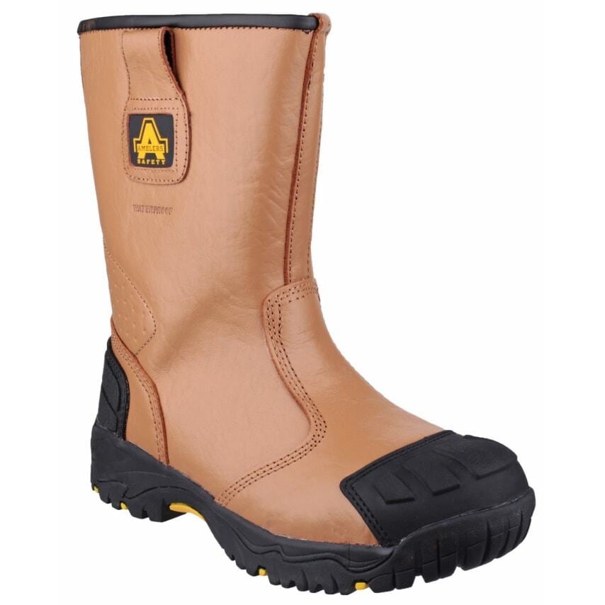 Amblers Safety FS143 Waterproof Pull on Safety Rigger Boots Tan Size 14