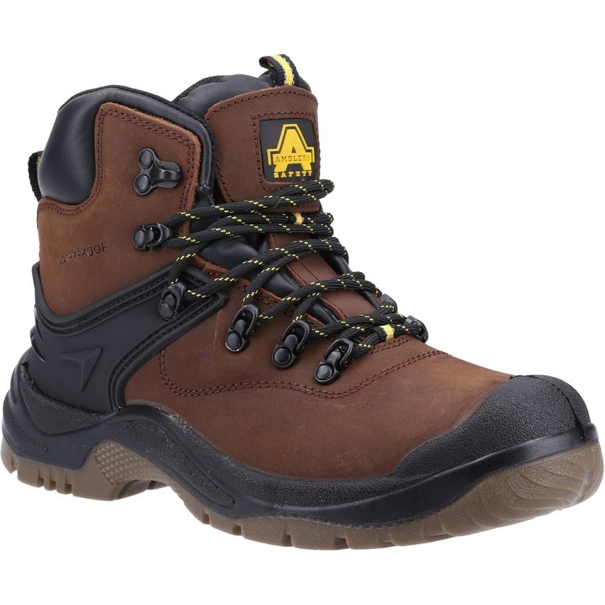 Amblers Safety FS197 Shock Absorbing Waterproof Lace Up Safety Boots Brown Size