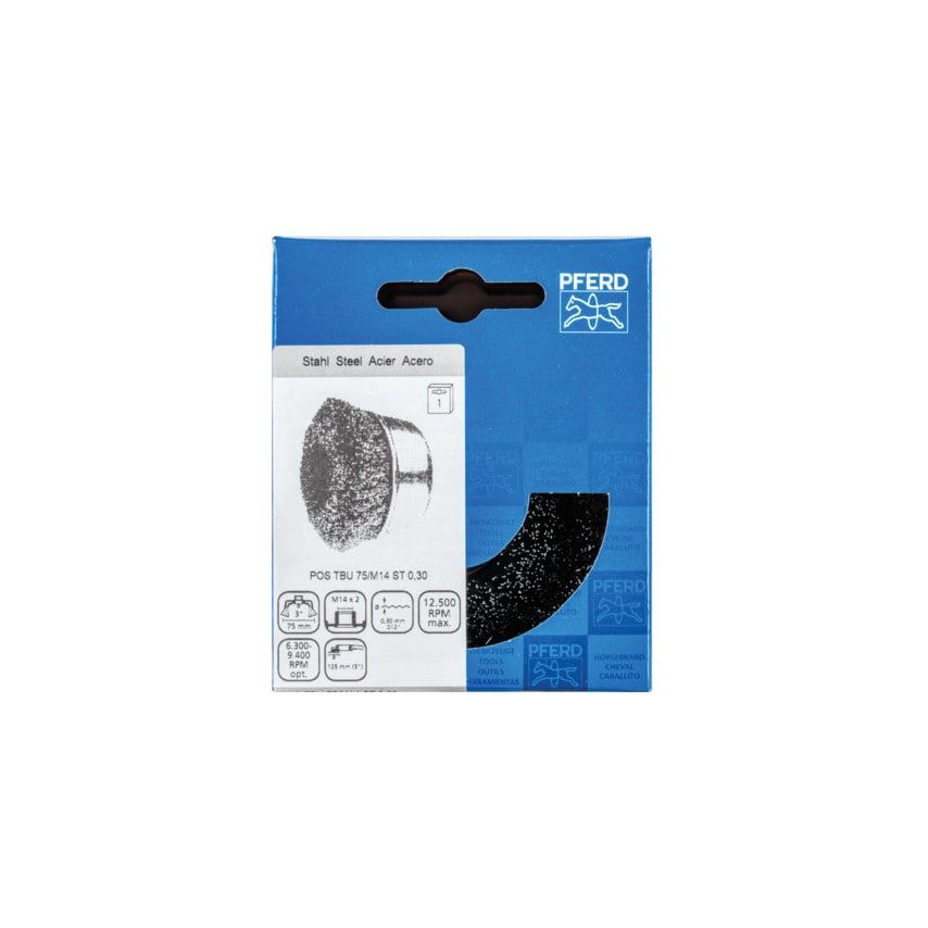PFERD Brosse en pot CHEVAL non agrandie 75 x 25 mm épaisseur de fil 0,3 mm Avec filetage M14 43469001 1 pc(s)