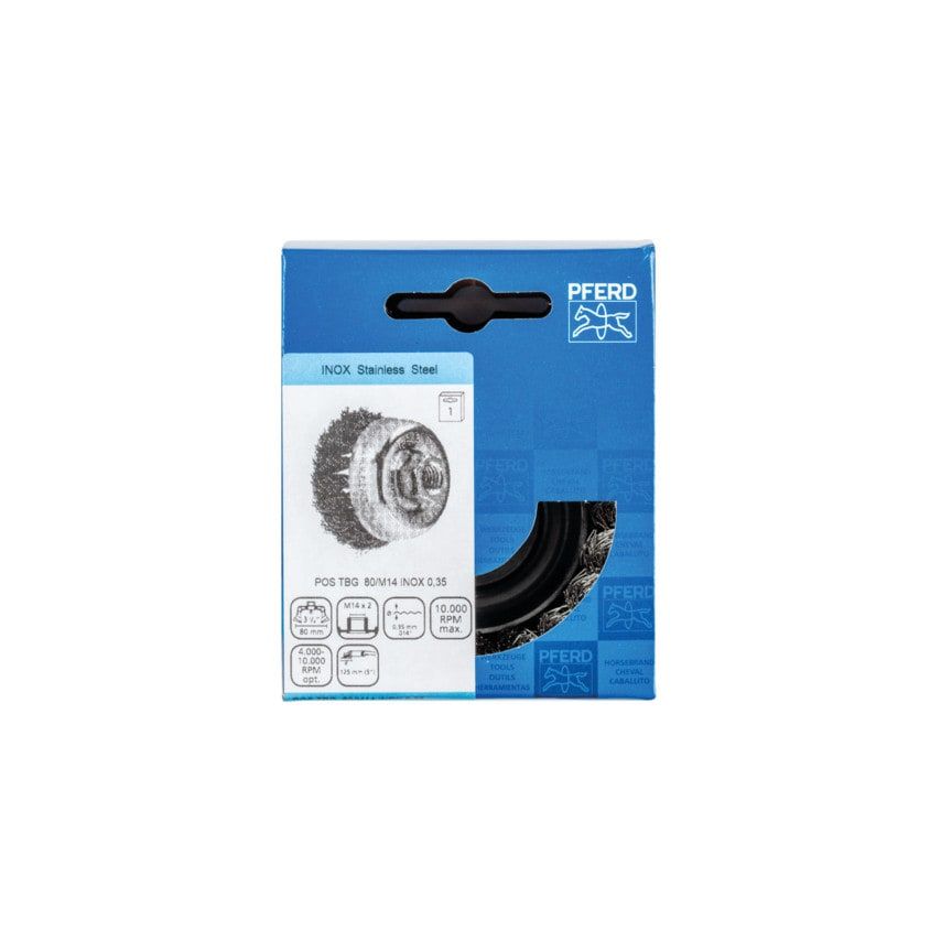 Pferd POS TBG 80/M14 Stainless Steel (Inox) 0.35 SG Threaded Cup Knotted Brush