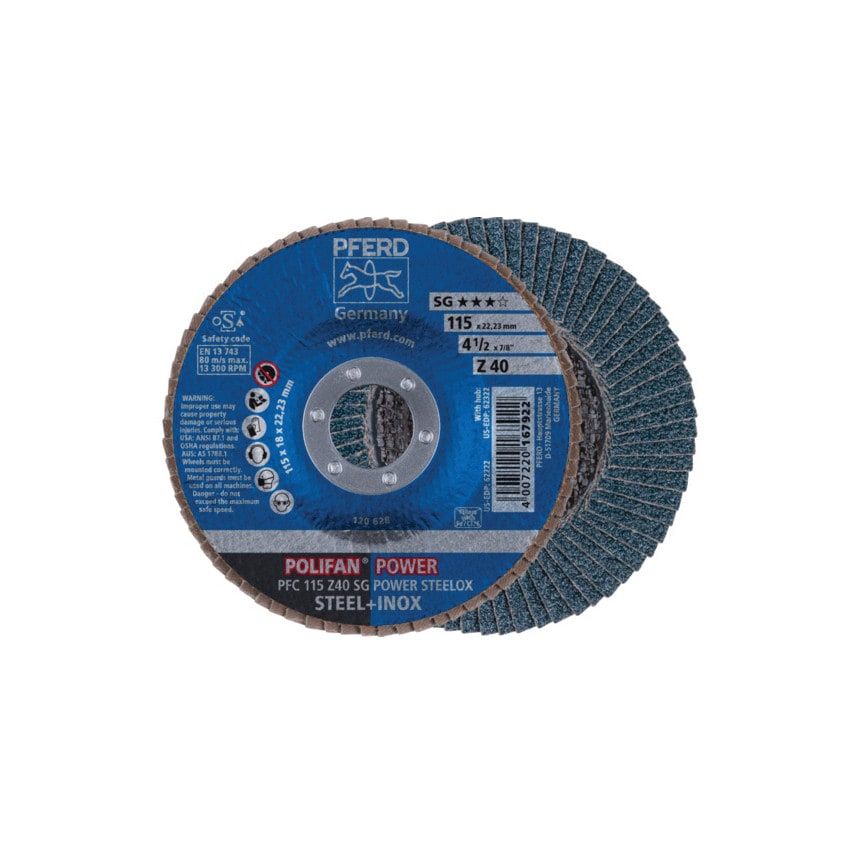 Pferd PFC115 Z40 SG Power Steelox Flap Disc- you get 10