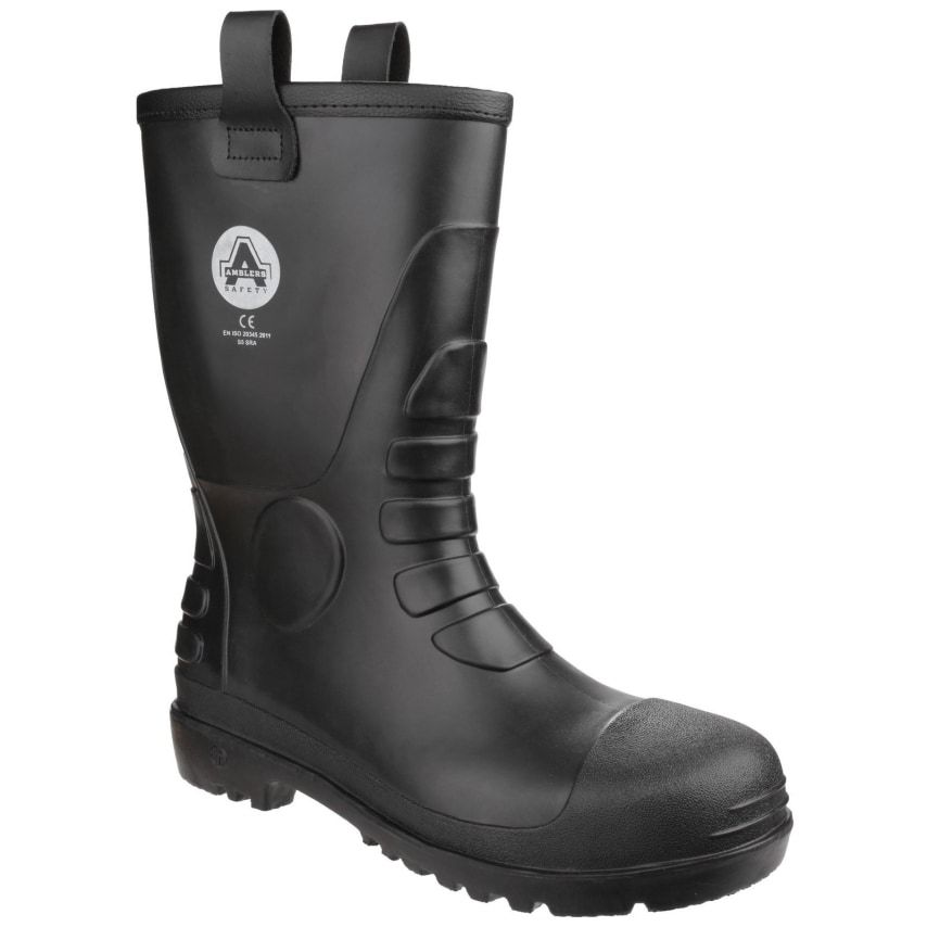 Amblers Safety FS90 Waterproof PVC Pull on Safety Rigger Boots Black Size 5