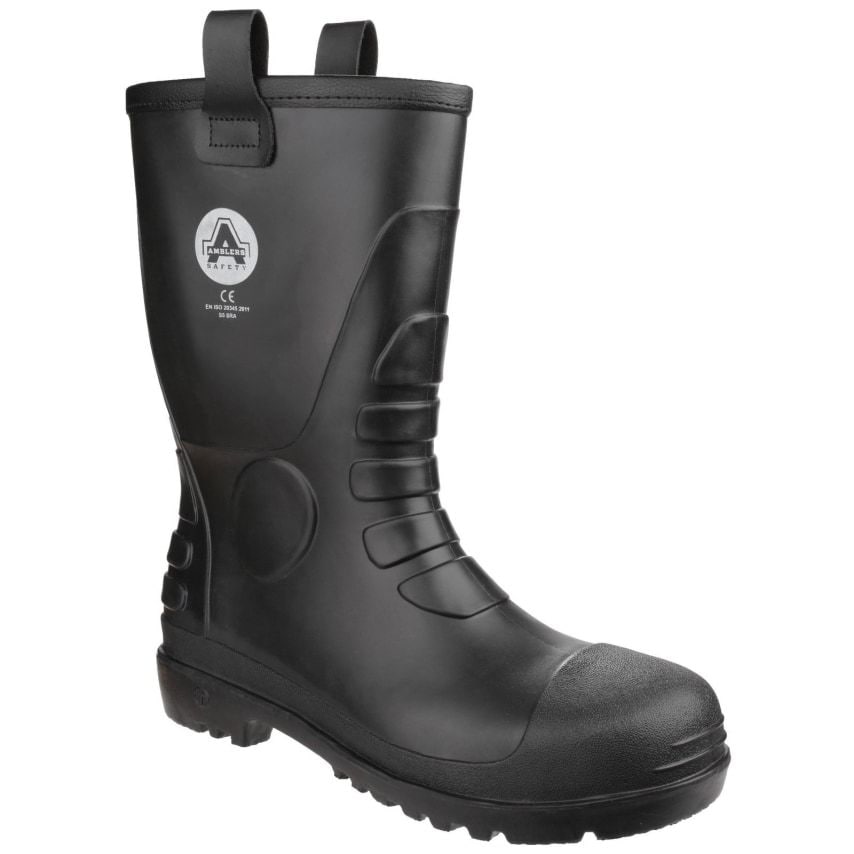 Amblers Safety FS90 Waterproof PVC Pull on Safety Rigger Boots Black Size 8