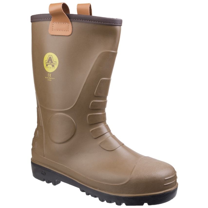 Amblers Safety FS95 Waterproof PVC Pull on Safety Rigger Boots Tan Size 11