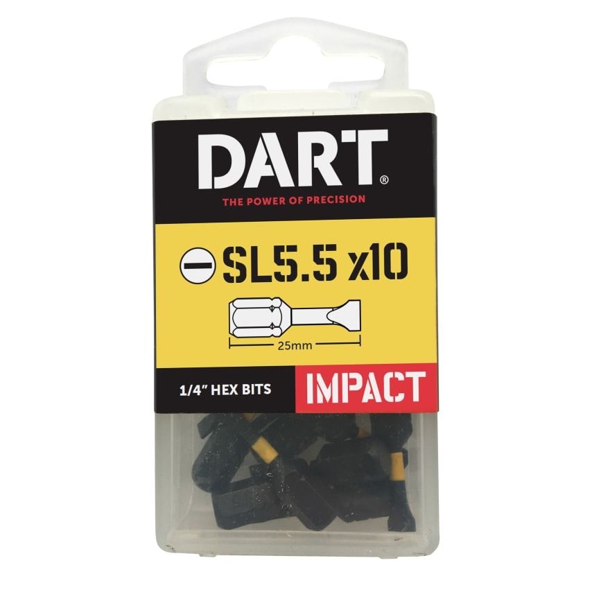Dart Slotted 5.5 x 0.8 Impact Driver Bit, Pack of 10