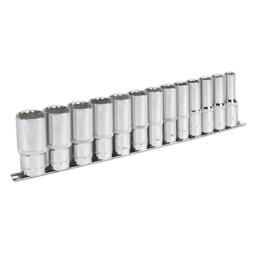Sealey Socket Set13 Piece 1/2" Square Drive 12PT Deep WallDrive Imperial