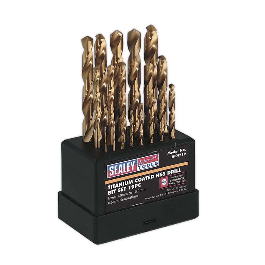 Sealey HSS Fully Ground Drill Bit Set 19PC DIN 338 Metric