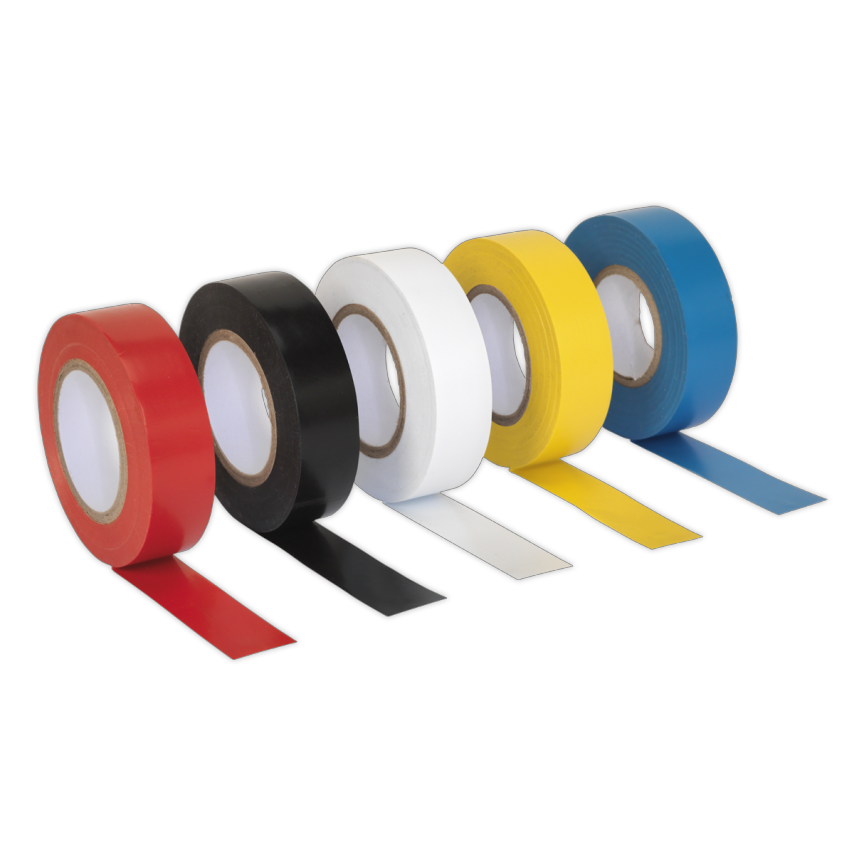 PVC Insulating Tape 19mm x 20m Mixed Colours, Pack of 10