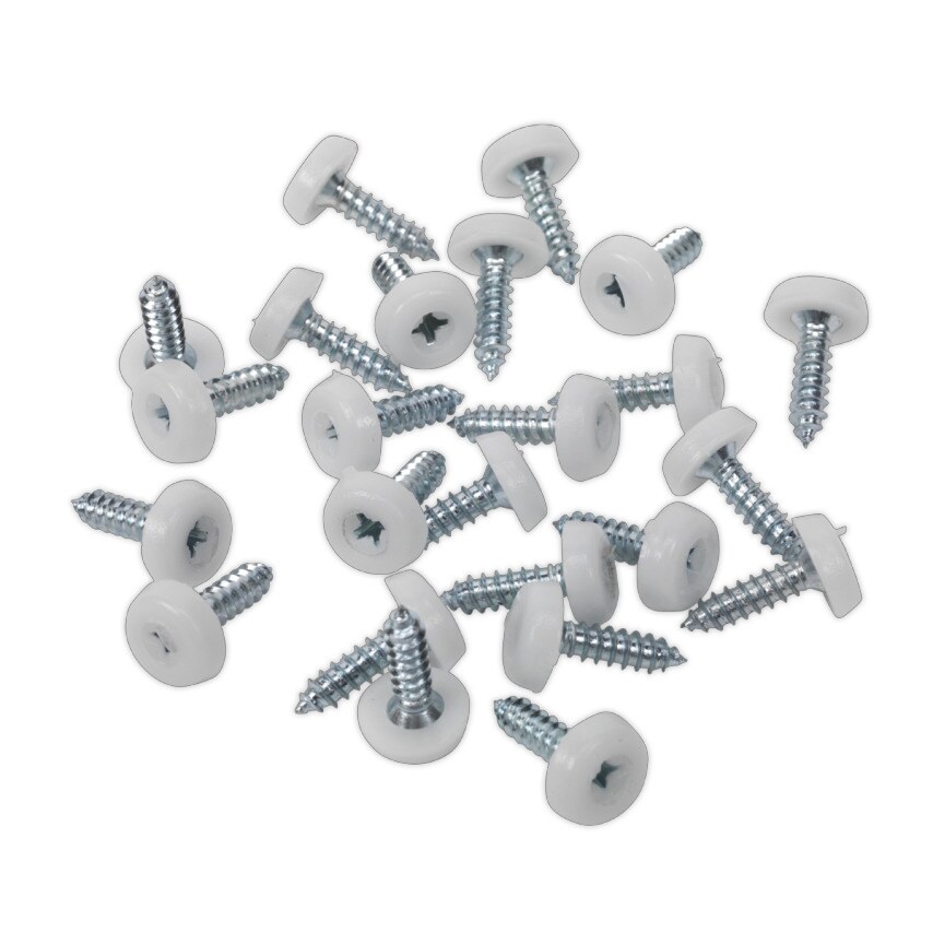 Sealey Number Plate Screw Plastic Enclosed Head 4.8 X 18MM White Pack