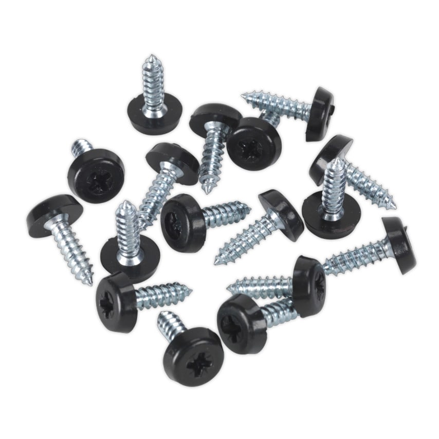 Sealey Number Plate Screw Plastic Enclosed Head 4.8 X 18MM Black Pack