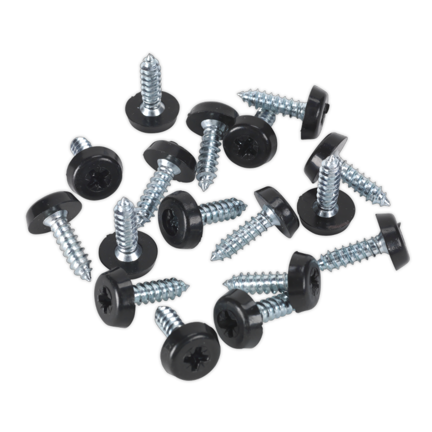 Sealey Number Plate Screw Plastic Enclosed Head 4.8 X 18MM Black Pack of 50