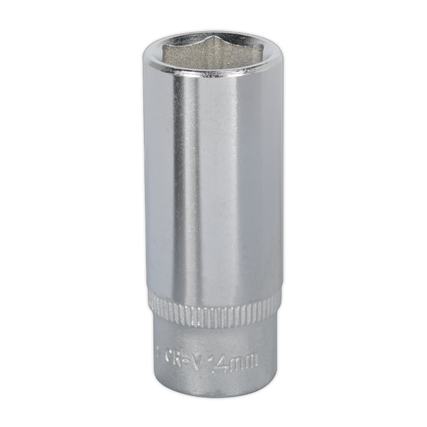 Sealey WallDrive Socket 14mm Deep 1/4" Square Drive