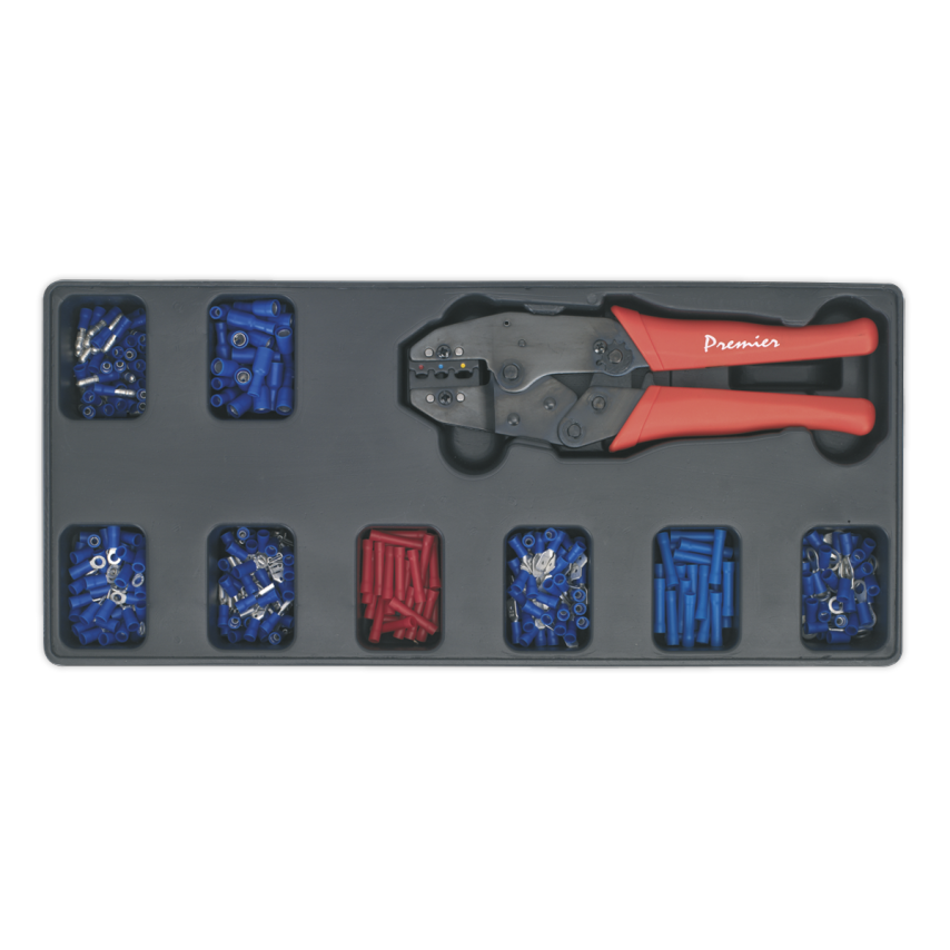 Tool Tray with Ratchet Crimper & 325 Assorted Insulated Terminal Set