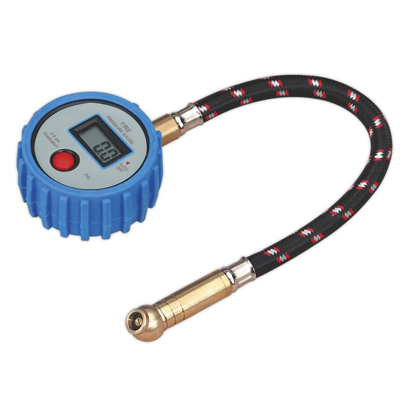 Sealey Tyre Pressure Gauge Digital with Leader Hose & Quick Release 0