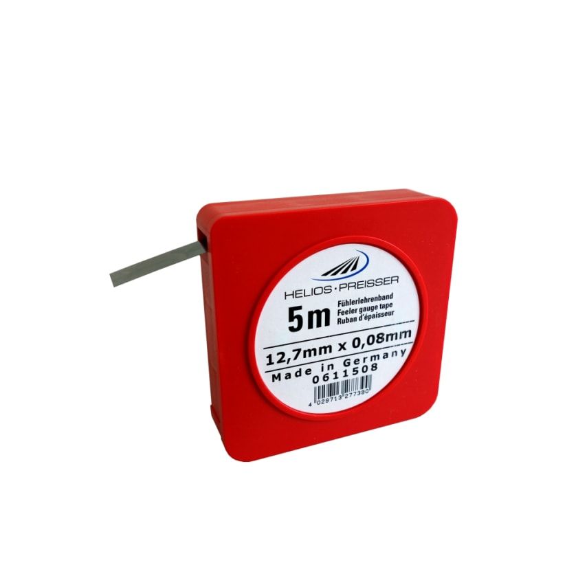 Helios Preisser Feeler Gauge Tape, Plastic Dispenser Case 5m x 12, 7mm 0.12mm