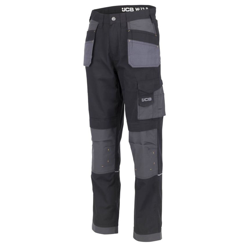 JCB Trade Plus Black/Grey Rip Stop Trouser Regular - Size 30R