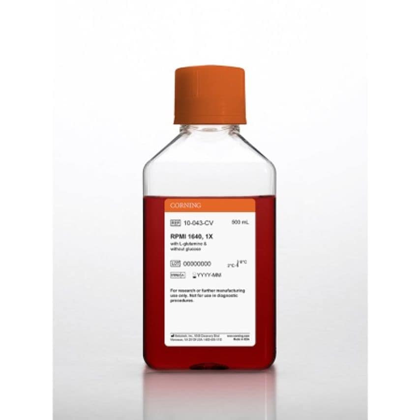 Corning 500mL RPMI 1640 with L-glutamine without Glucose PK6