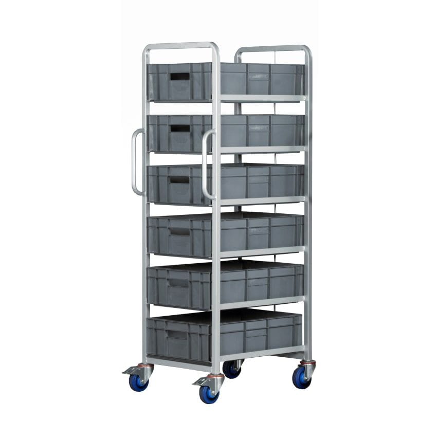 Euro Container Trolley comes with Euro Containers & Braked Castors