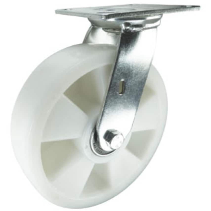 Varley Fabricated Steel Plate Fixing Swivel Castor, 200mm Nylon Wheel - 200mm x