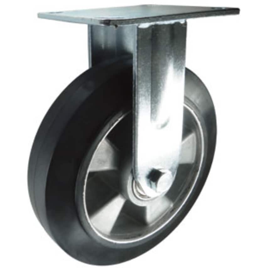Varley Fabricated Steel Plate Fixing Fixed Castor, 150mm Rubber Tyred Wheel - 15
