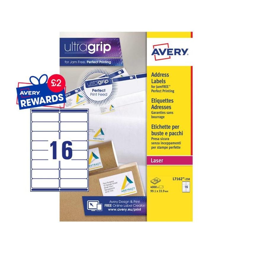 Avery Avery Laser Address Label 99.1x33.9mm 16 Per A4 Sheet White (Pack 4000 Lab