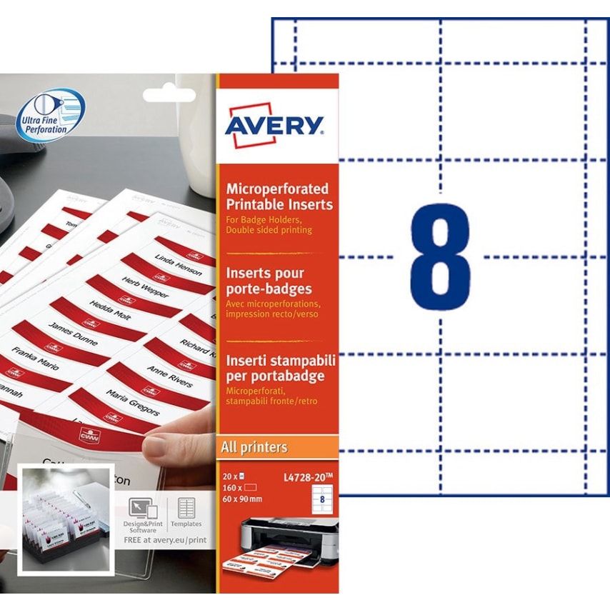 Micro Perforated Printable Inserts 60X90MM PK160
