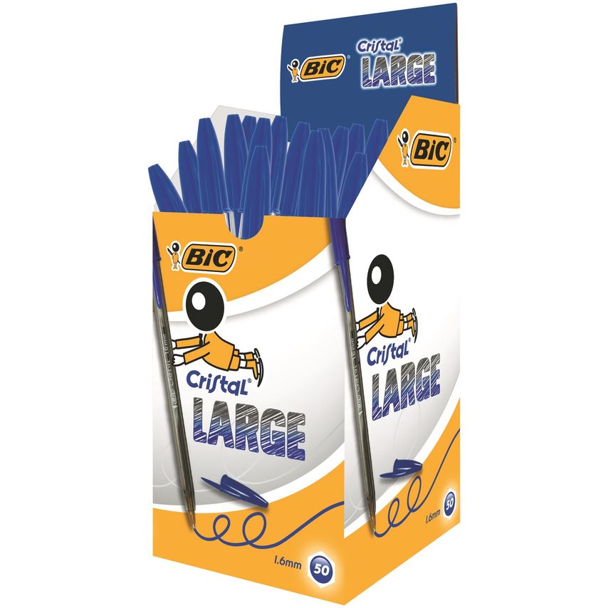 Bic Cristal Ballpoint Pen 1.6mm Tip 0.42mm Line Blue (Pack 50)