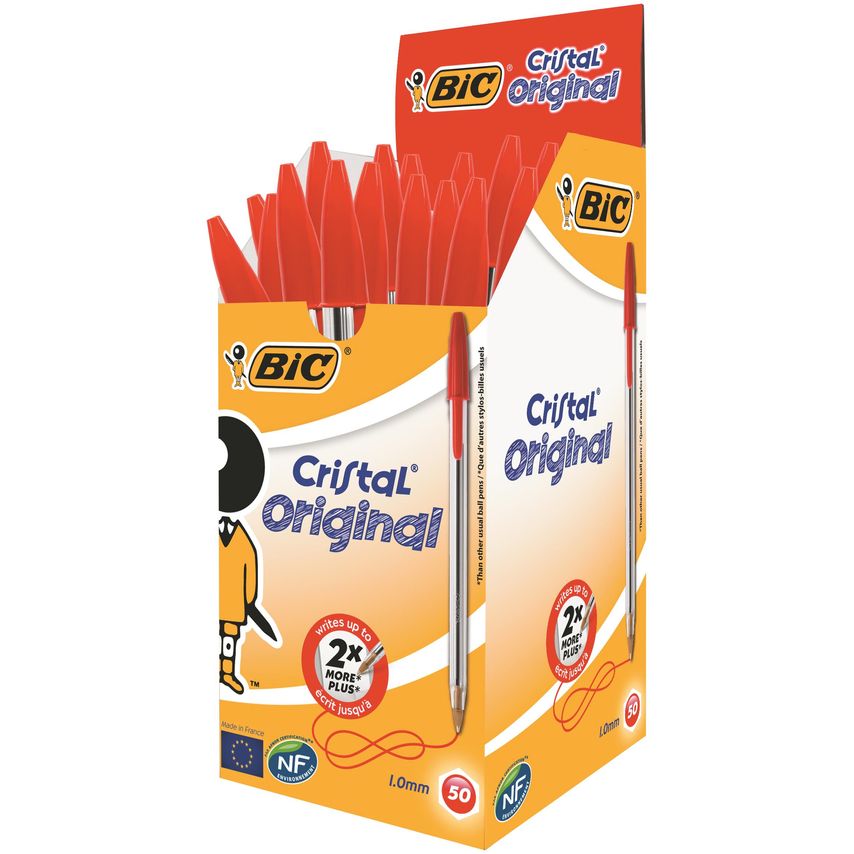 Bic Bic Cristal Ballpoint Pen 1.0mm Tip 0.32mm Line Red (Pack 50)