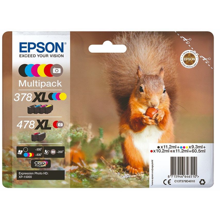 Epson Epson 6 Squirrel Colours High Yield Ink Cartridge Multipack - C13T379D4010