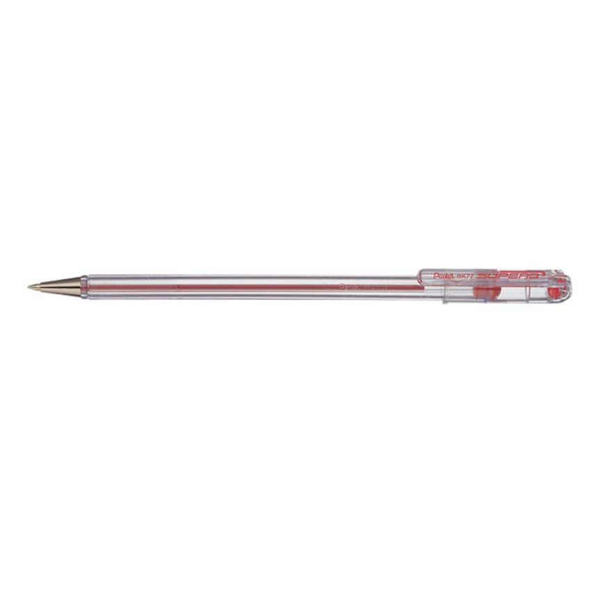 Pentel Pentel Superb Ballpoint Pen 0.7mm Tip 0.25mm Line Red (Pack 12) BK77-B