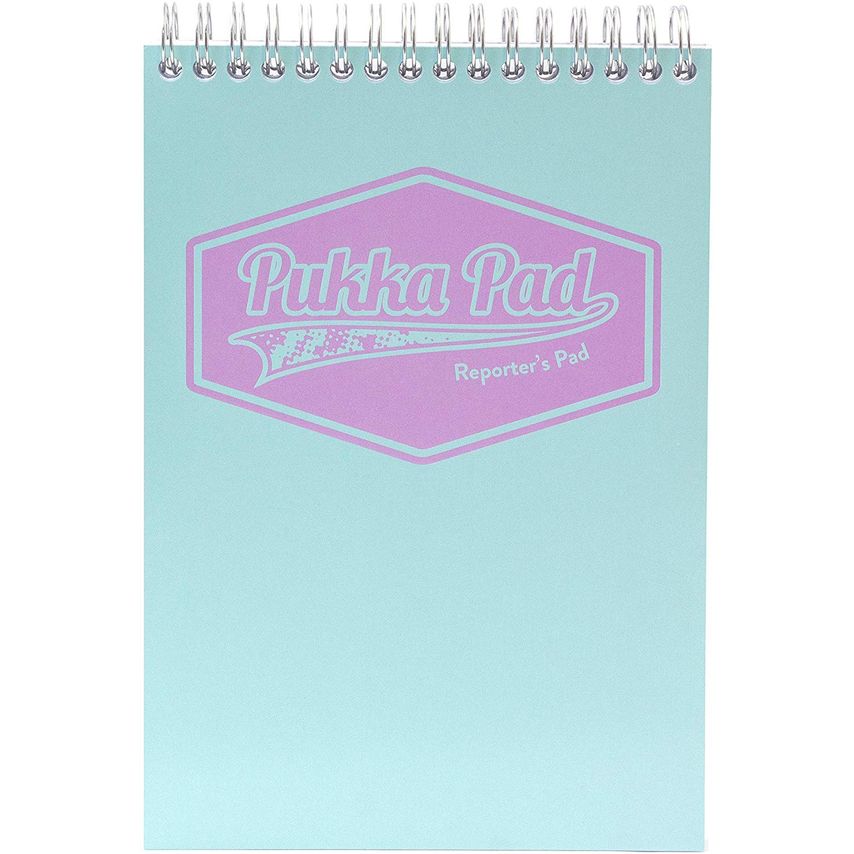 Pukka Wirebound Card Cover Reporters Shorthand Notebook Ruled 160 Pages Pastel Blue/Pink/Mint (Pack 3)