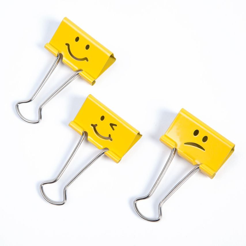 Rapesco Rapesco Foldback Clip 19mm Assorted Emojis Yellow (Pack 20)