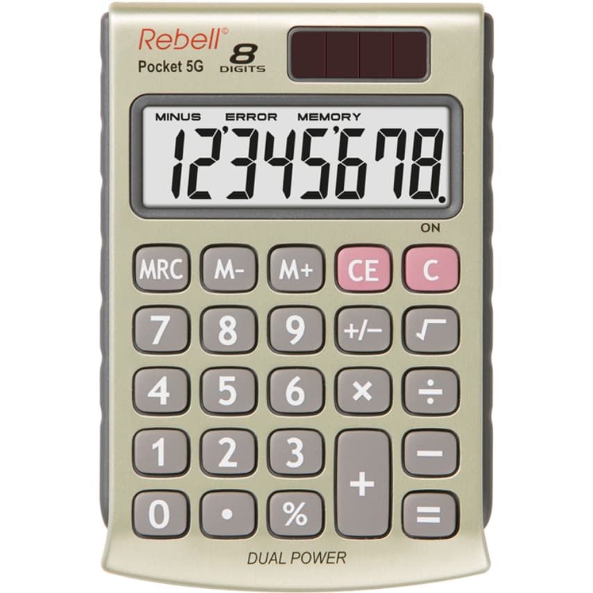 Rebell RE-POCKET 5G 8 Digit Pocket Calculator Grey RE-POCKET 5G