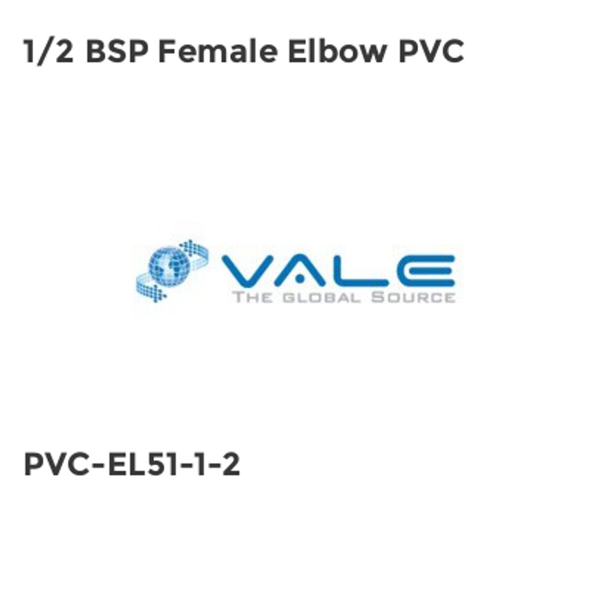 Vale 1/2 BSP Female Elbow PVC
