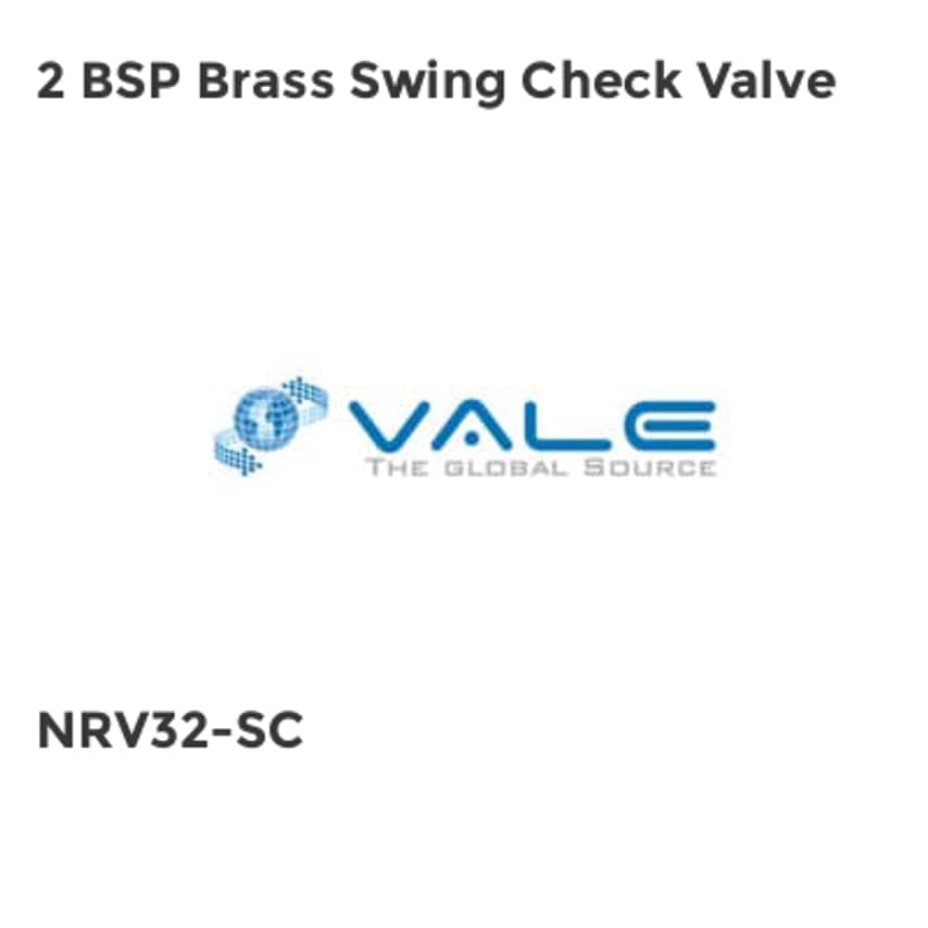 Vale 2 BSP Brass Swing Check Valve