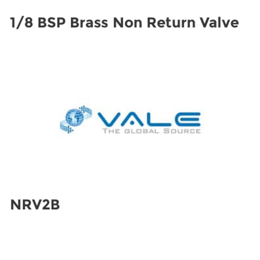 Vale 1/8 BSP Brass Non Return Valve NRV2B