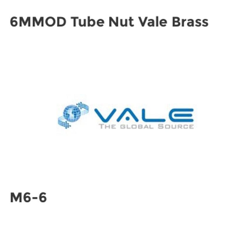 Vale 6MMOD Tube Nut Vale Brass