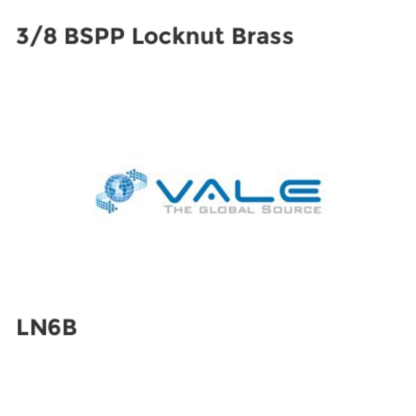 Vale 3/8 BSPP Locknut Brass