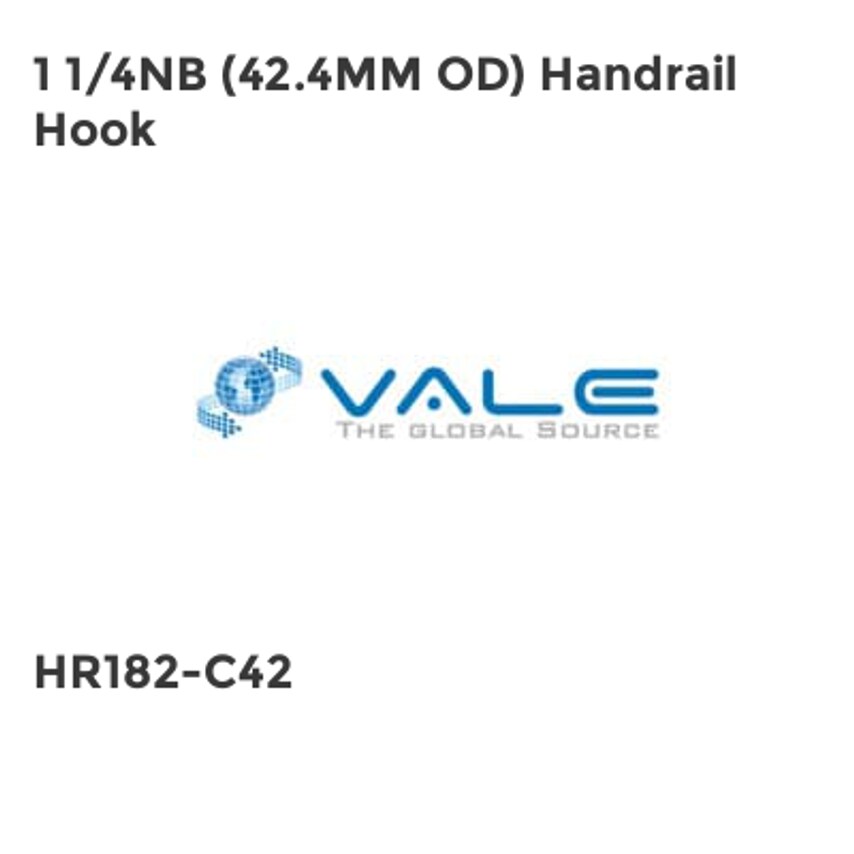 Vale 1 1/4NB (42.4MM OD) Handrail Hook