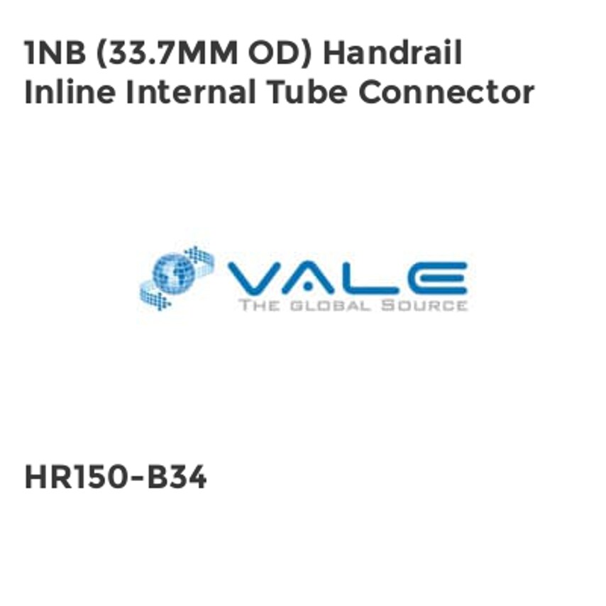 Vale 1NB (33.7MM OD) Handrail Inline Internal Tube Connector