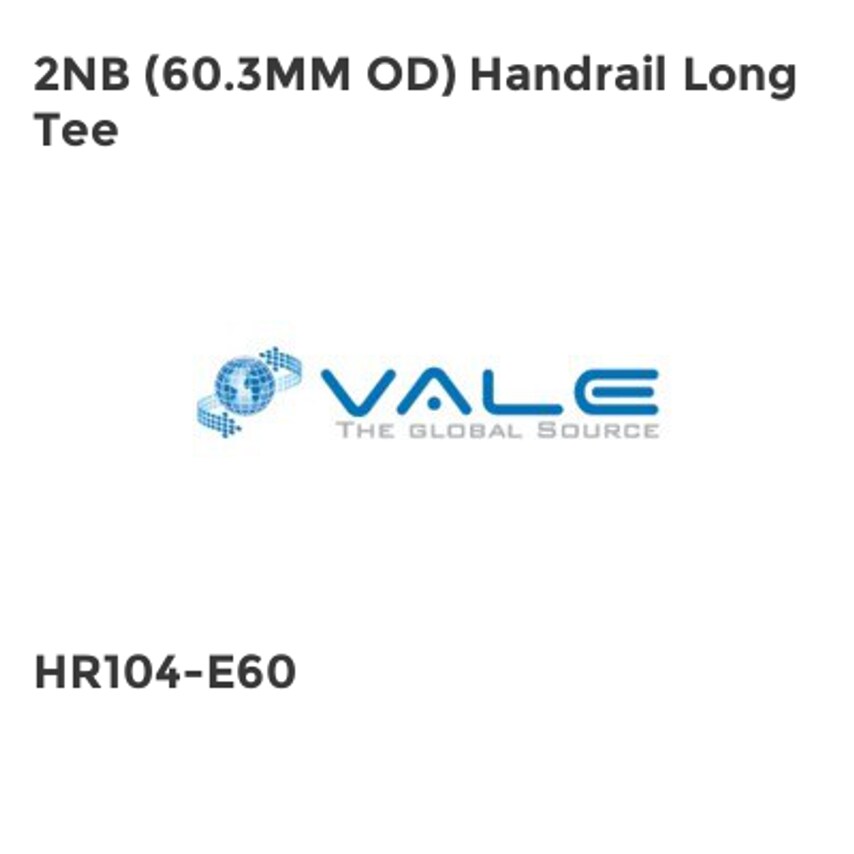 Vale 2NB (60.3MM OD) Handrail Long Tee HR104-E60