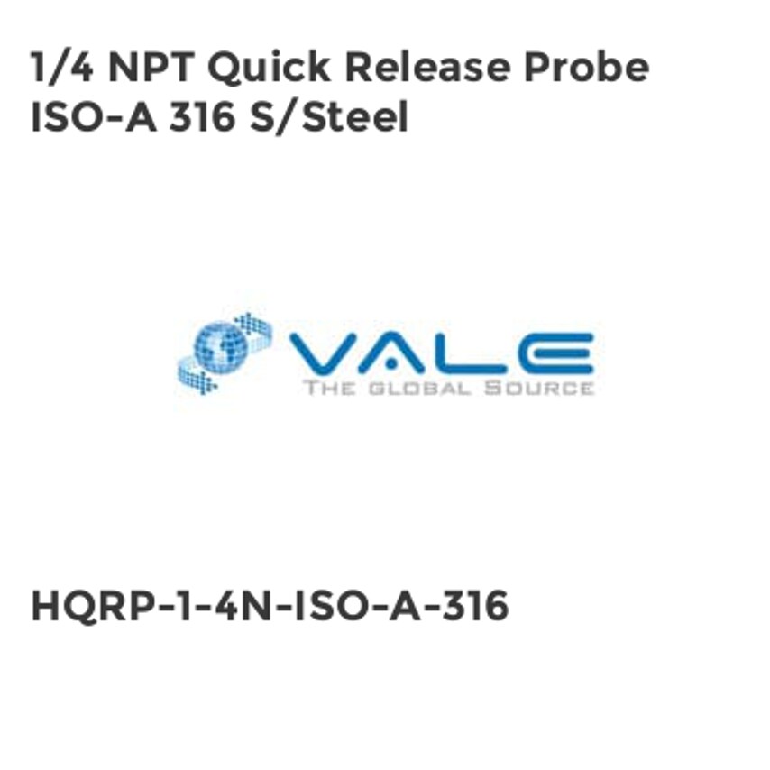 Vale 1/4 NPT Quick Release Probe Iso-A 316 Stainless Steel