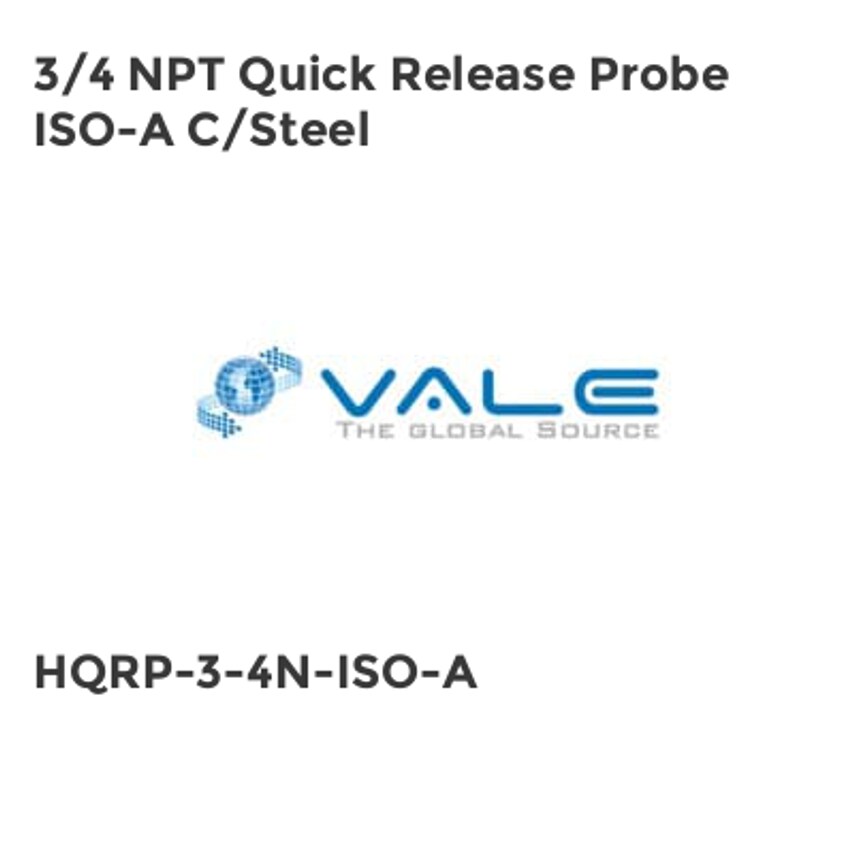 Vale 3/4 NPT Quick Release Probe ISO-A C/Steel HQRP-3-4N-ISO-A