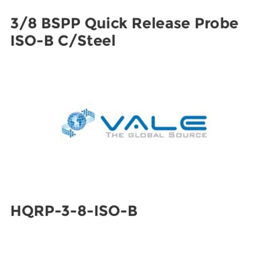 Vale 3/8 BSPP Quick Release Probe Iso-B C/Steel