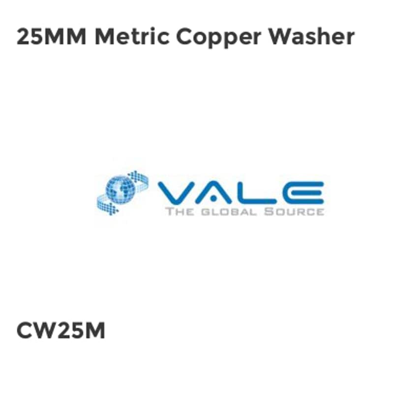 Vale 25MM Metric Copper Washer