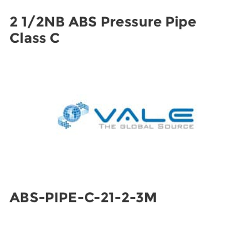 Shop Vale 2 1/2NB ABS Pressure Pipe Class C Power Transmission & Flow