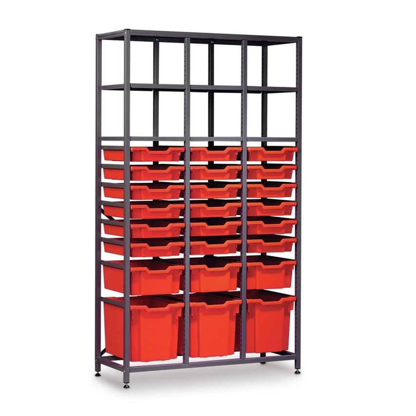 Gratnells Treble Frame Set 06 in Silver with Purple Trays